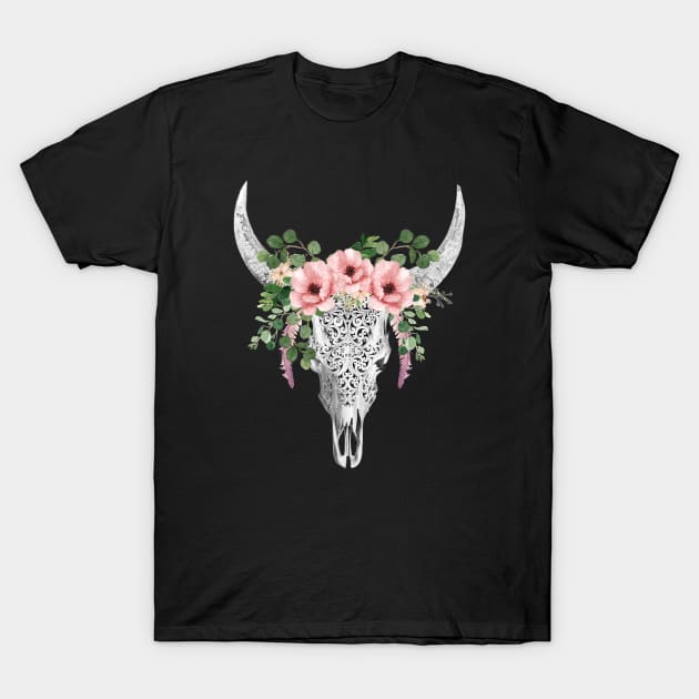 Cow skull floral 3 T-Shirt by Collagedream